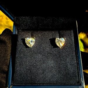 New Moissanite Heart-Shaped Earrings 2CT 18K White Gold Plated Sterling Silver
